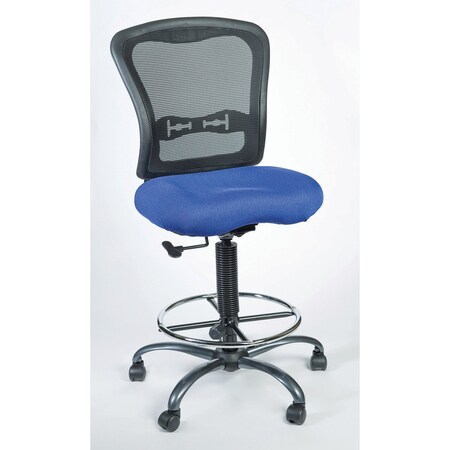 Officesource Armless, Mesh Back Task Stool with Black Upholstered Seat, Footring and Titanium Steel Base 7851NSFBL